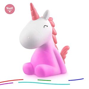 Sweet Ponies (5.4" x 3.7" x 6.7"; 9.2 oz Unicorn Candy LED Light Cute Gifts for Girls, Boys, kids - Battery Operated (1.6 W) Table, Desk & Beside Cute Lamp Both Color Changing & Wraped in Gift Package