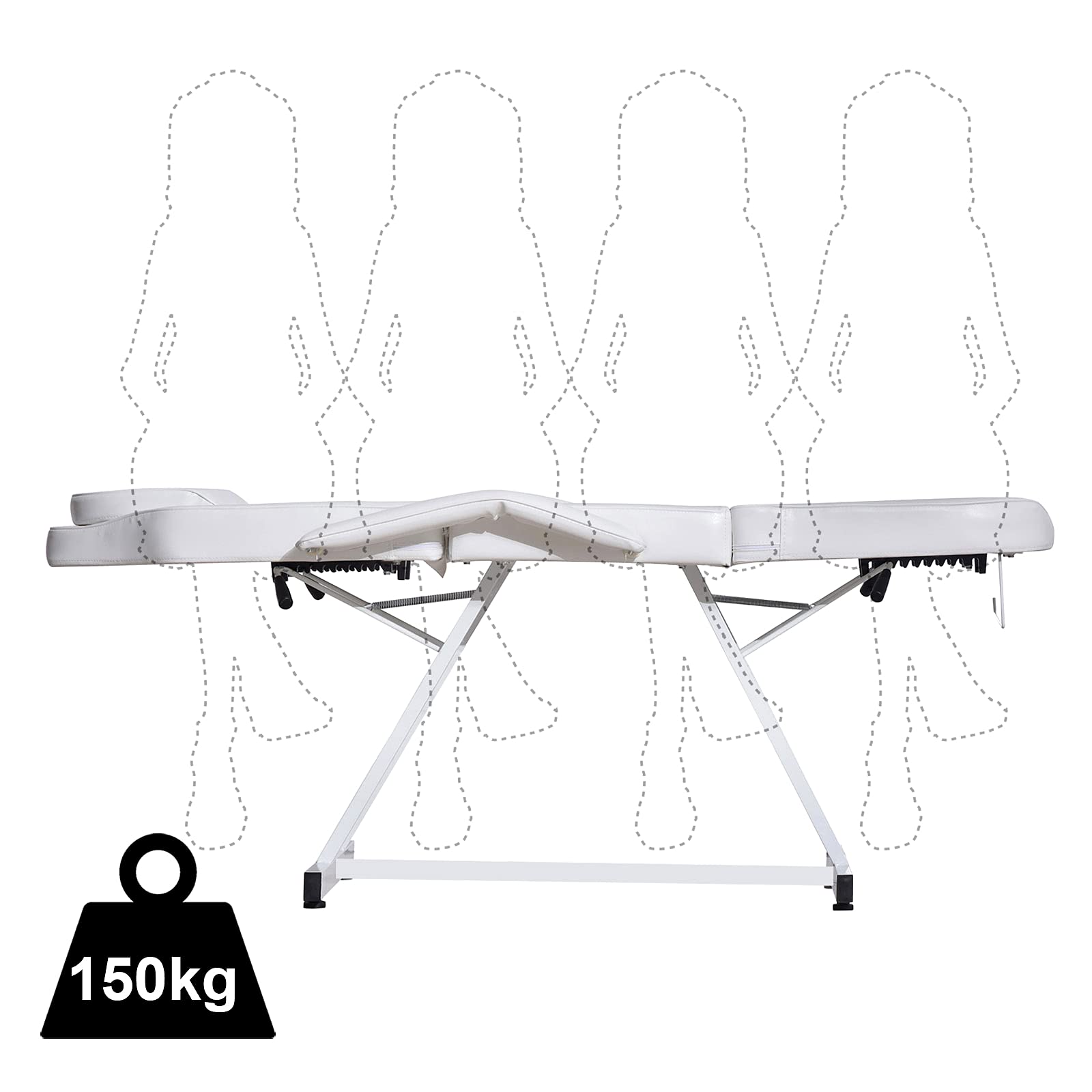 Paddie Professional Tattoo Bed Chair Adjustable Folding with Storage Pocket and Towel Hook for Client/Esthetician, Spa/Facial Care/Lash Extension/Massage/Wax, White