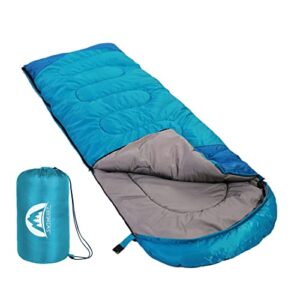 swtmerry sleeping bag 3 seasons (summer, spring, fall) warm & cool weather - lightweight,waterproof indoor & outdoor use for camping hiking, backpacking and survival (sky blue)