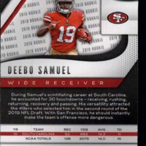 2019 Panini Prizm #346 Deebo Samuel RC Rookie San Francisco 49ers NFL Football Trading Card