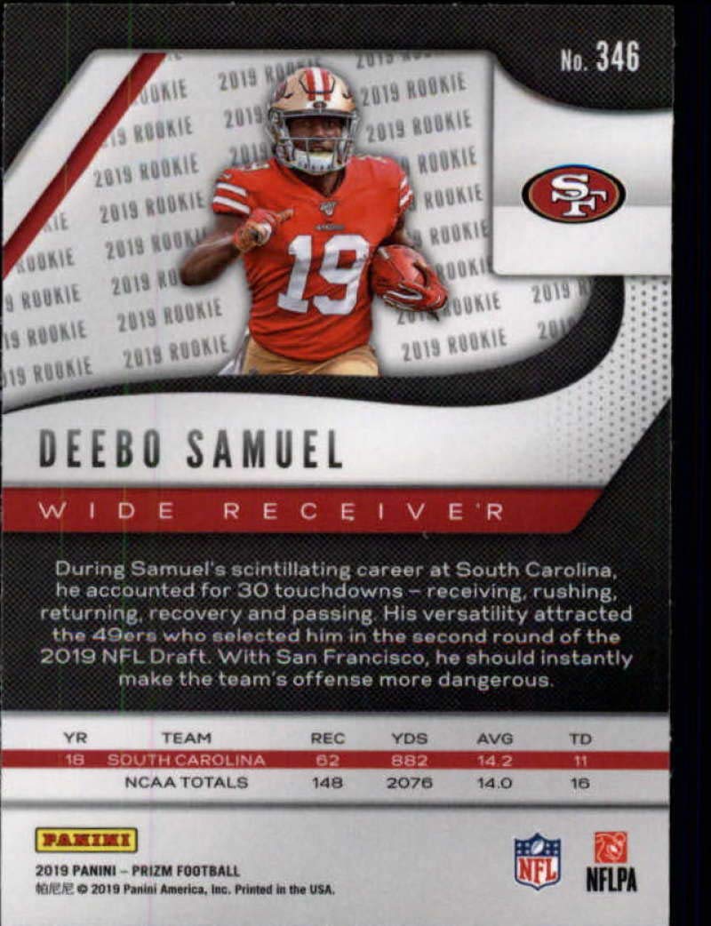 2019 Panini Prizm #346 Deebo Samuel RC Rookie San Francisco 49ers NFL Football Trading Card