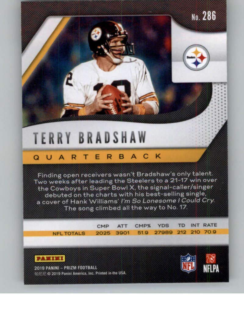 2019 Panini Prizm #286 Terry Bradshaw Pittsburgh Steelers NFL Football Trading Card