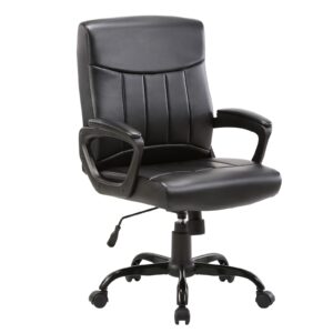 clatina mid back leather office executive chair with lumbar support and padded armrestes swivel adjustable ergonomic design for home computer desk