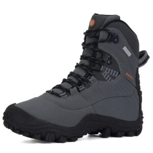 xpeti men’s thermator mid-rise waterproof lightweight hiking boot insulated non-slip grey 8.5