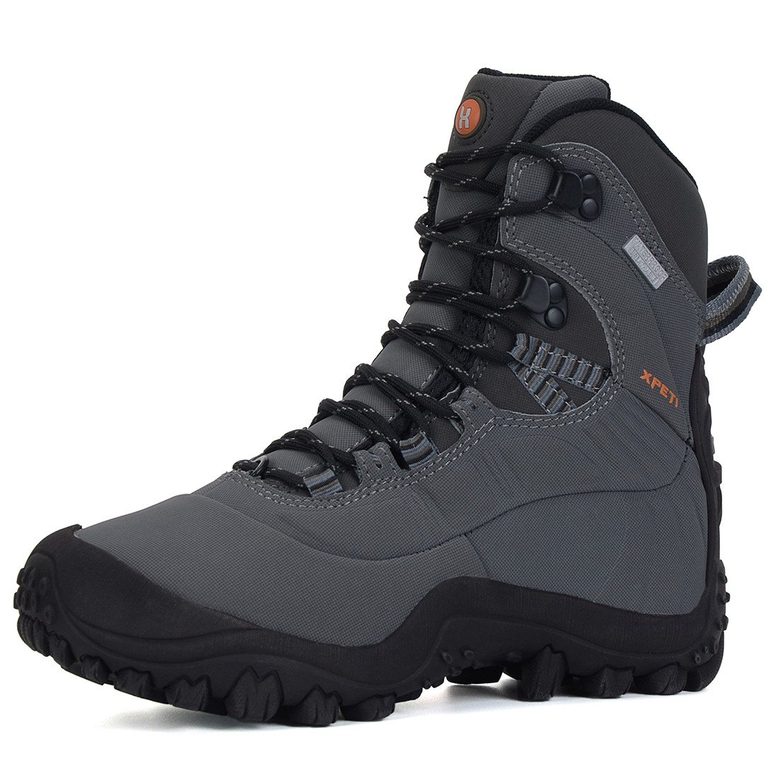 XPETI Men’s Thermator Mid-Rise Waterproof Lightweight Hiking Boot Insulated Non-Slip Grey 8.5