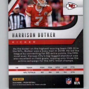 2019 Panini Prizm #215 Harrison Butker Kansas City Chiefs NFL Football Trading Card