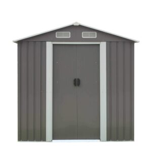 outdoor storage shed 6 x 4 feet utility tool shed garden vents kit with waterproof garage galvanized steel parts with grey sliding grey doors