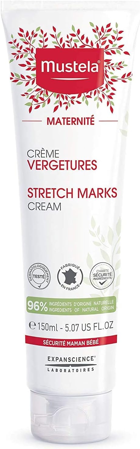 Mustela Maternity Stretch Marks Cream for Pregnancy - Natural Skincare Massage Moisturizer with Natural Avocado, Maracuja & Shea Butter - Lightly Fragranced - 5.07 fl. oz