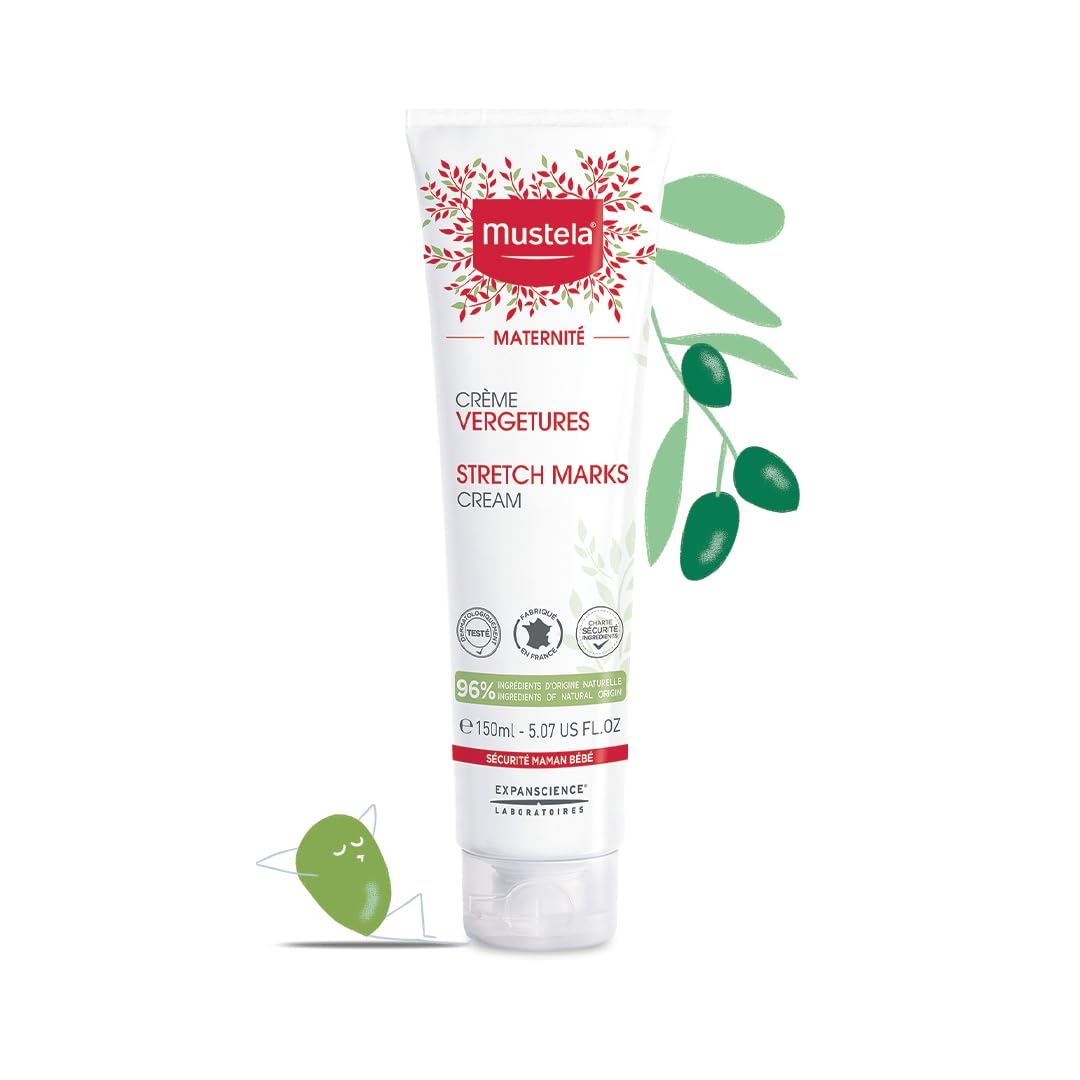 Mustela Maternity Stretch Marks Cream for Pregnancy - Natural Skincare Massage Moisturizer with Natural Avocado, Maracuja & Shea Butter - Lightly Fragranced - 5.07 fl. oz