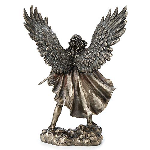 Veronese Design 11 3/8" Archangel Saint Michael Unsheathing His Sword Resin Statue Bronze Finish