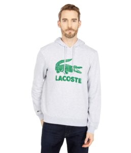 lacoste long sleeve hooded tonal german croc graphic silver chine 7 (2xl)
