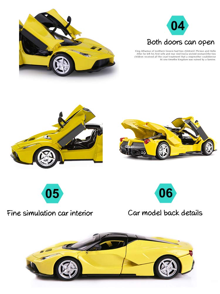 Alloy Collectible Ferrari Race LaFerrari Pull Back Vehicles Diecast Cars Model with Lights and Sounds