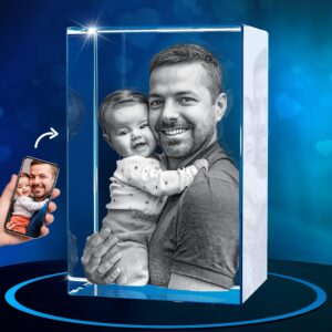 artpix 3d crystal photo, custom gifts for dad, father, wife, men, her mom, husband, great personalized customized gift with your own photo, custom birthday 3d picture rectangle, couples gifts