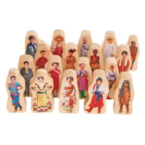 excellerations photo-realistic multicultural wooden block play families, set of 28, preschool educational toys, social emotional learning, ages 2 years and up (item # ourpeeps)