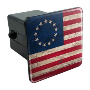 rustic betsy ross 1776 distressed american flag tow trailer hitch cover plug insert