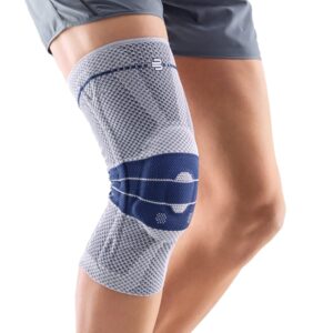 bauerfeind - genutrain - knee support brace - targeted support for pain relief and stabilization of the knee, provides relief of weak, swollen, and injured knees - size 4c, comfort - color titanium