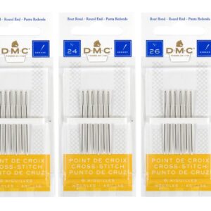 DMC 3 Pack Size 22-24-26 (One Pack Each)-Cross Stitch Needles - Total 18 Needles - New Package