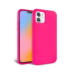 felony case – iphone 11 case - neon pink silicone case, liquid silicone with anti-scratch microfiber lining, 360° shockproof protective case