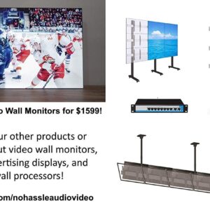 3x3 Video Wall Pop Out Mounting System Horizontal Rails Fixed Displays with with Micro Adjustment Arms Vesa Universal TV Television Monitors