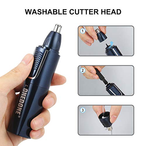 ONEDONE Nose Hair Trimmer, Father's Day Gifts 3 in 1 USB Rechargeable Ear Nose Hair Trimmer for Men,Dual-Edge Blades Painless Electric Nose Ear Trimmer Eyebrow Clipper