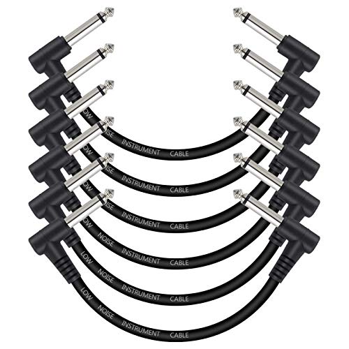 Dalonfy Guitar Effect Pedal Cables 6 Inch -1/4 Instrument Cables for Effect Pedals Right Angle Patch Cable Right Angle Pedal Cable Kit