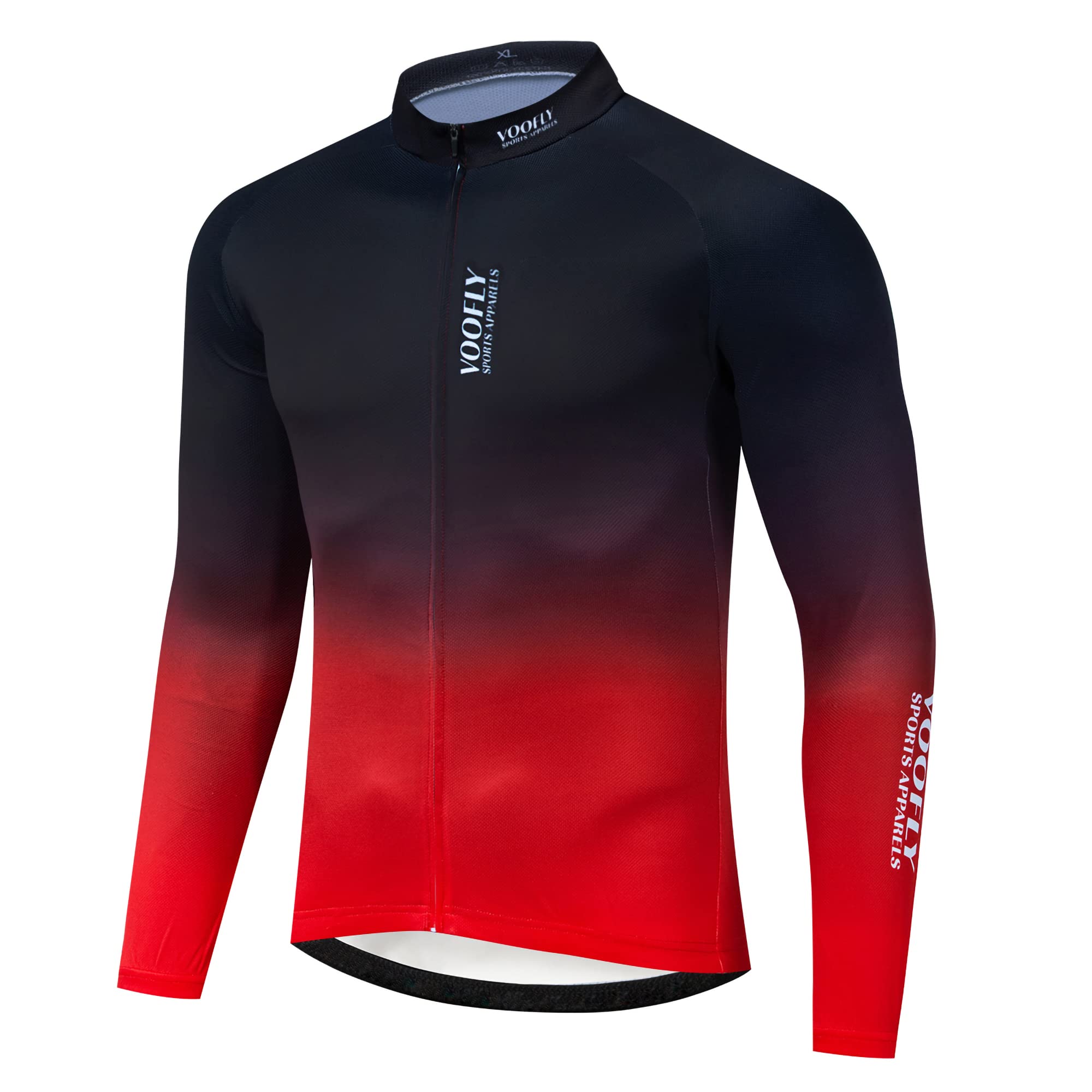 Road Bike Jersey Mens Long Sleeve Reflective Cycling Shirts Full Zipper Bicycle Clothes Tops Blue Red X-Large