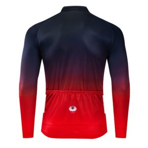 Road Bike Jersey Mens Long Sleeve Reflective Cycling Shirts Full Zipper Bicycle Clothes Tops Blue Red X-Large