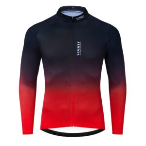 Road Bike Jersey Mens Long Sleeve Reflective Cycling Shirts Full Zipper Bicycle Clothes Tops Blue Red X-Large