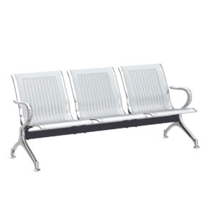 kinbor Waiting Room Chairs - Silver Reception Chairs, Waiting Room Bench for Clinic, 3 Seat Office Guest Chairs, Lobby Furniture for Hospital, Salon, Bank, Airport