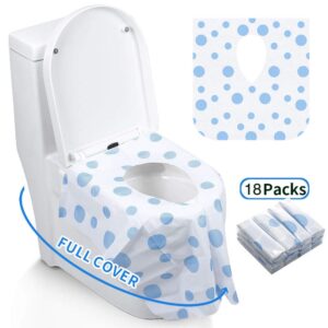 Toilet Seat Covers Disposable, Famard Extra Large Portable Potty Seat Covers for Toddlers, Soft and Waterproof Travel Potty Training Seat for Kids with Individually Wrapped, 18 Count (Pack of 1)