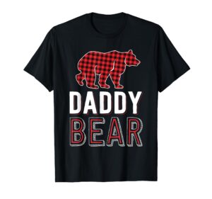 daddy bear dad red buffalo plaid matching family christmas t-shirt