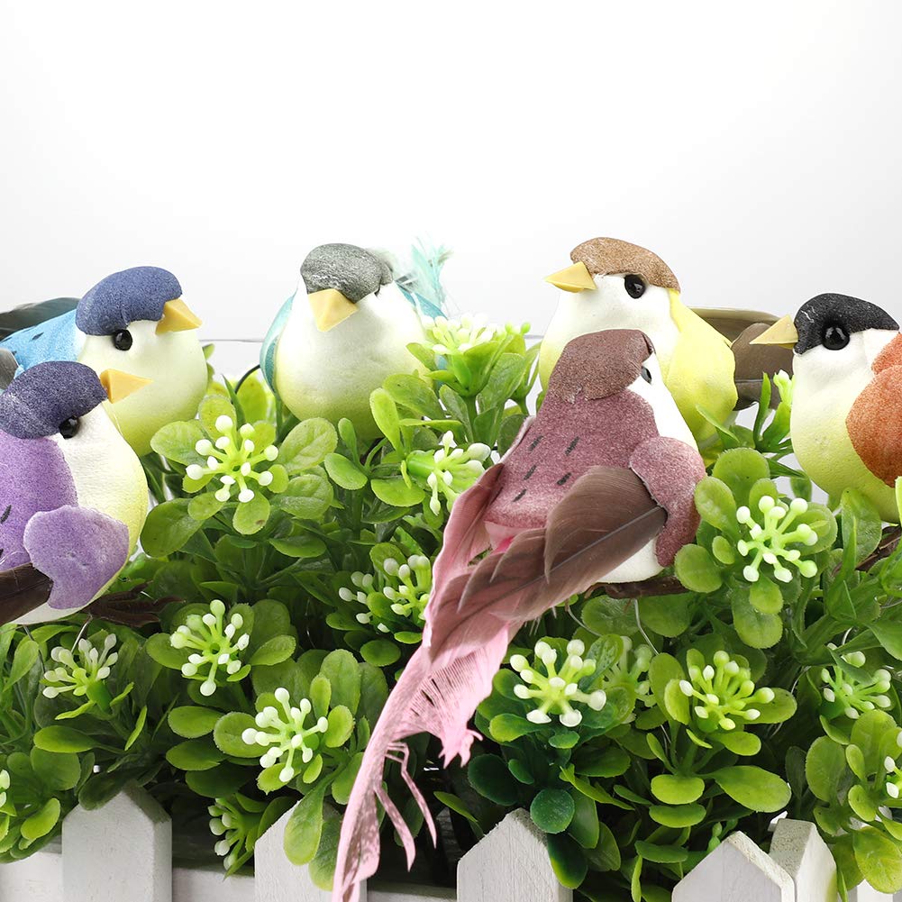 Artificial Foam Feather Birds,10cm Foam Birds Clip On Christmas Tree DIY Crafts Ornamentent,Small Bird Figurine/Statue/Sculpture for Home Indoor Outdoor Garden Weddings Decor-12Pcs