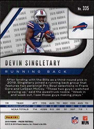 2019 Prizm Football #335 Devin Singletary RC Rookie Card Buffalo Bills Official Panini NFL Trading Card