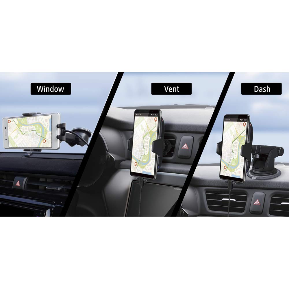 Kenwood CAX-HL10Qi 15W Qi Wireless Charging Car Mount with One-Touch Release, Compatible with Qi Enabled Phones | Motorized Clamp | Infrared Sensor Lock | 15W Fast Charging