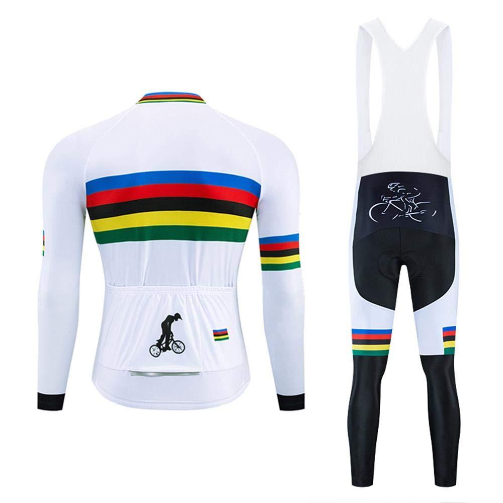 Men Cycling Clothing Set Winter Long Sleeve Jacket Bike Jersey Kit Plus Velvet Riding Clothes + Cycling Pants with 20D Pad