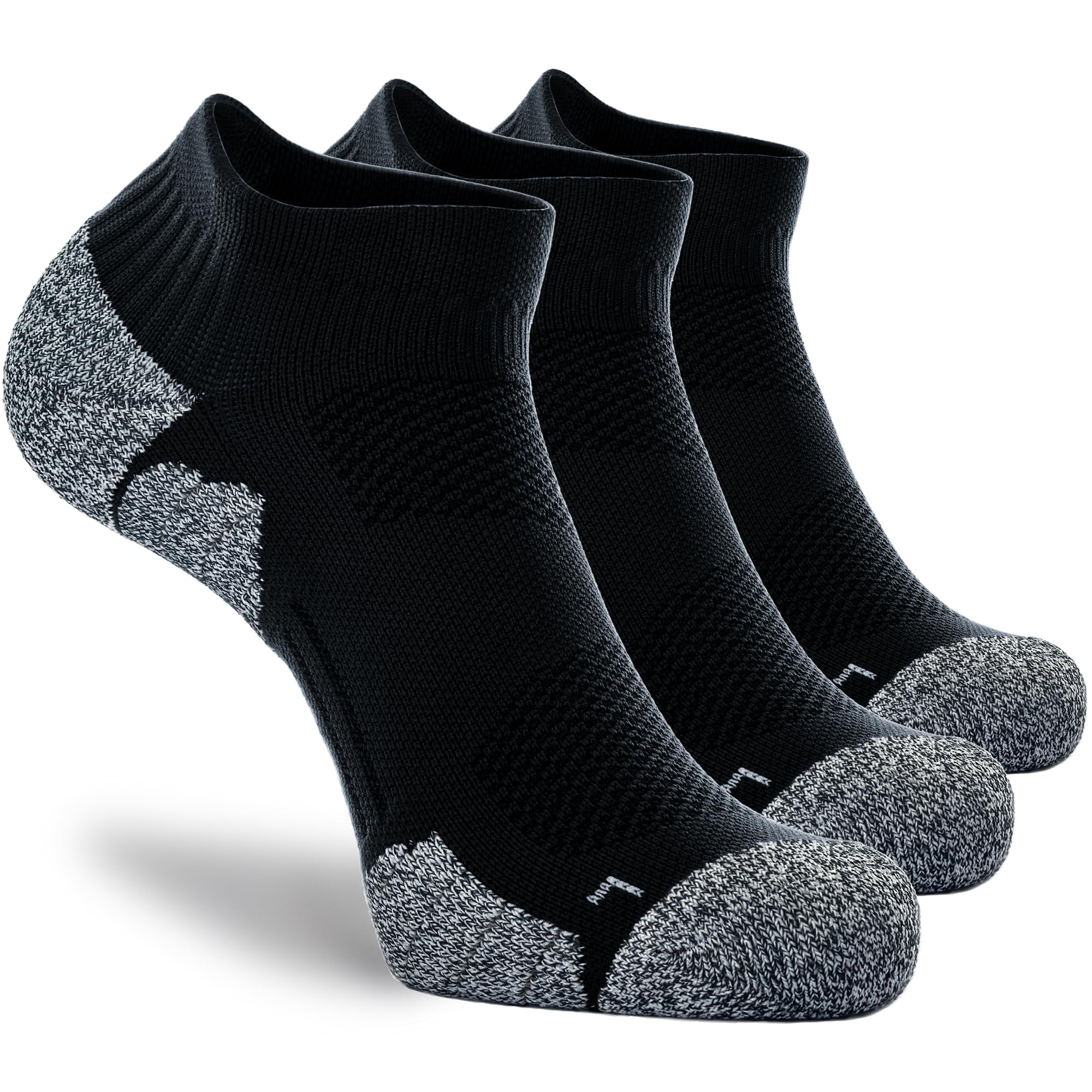 CWVLC Unisex Cushioned Compression Athletic Ankle Socks Multipack, 3-pairs Black, M (7.5-10 W US/ 6-8.5 M US)