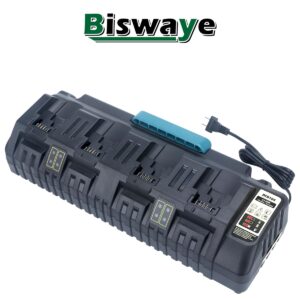 Biswaye DCB104 20V Battery 4-Port Rapid Charger Compatible with De-Walt 12V-20V MAX Lithium Battery DCB204 DCB206 DCB207 DCB606 DCB127 Charger DCB102 DCB118 DCB107 DCB115