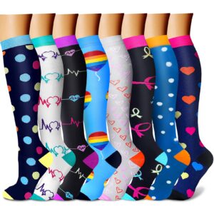 quxiang compression socks for women & men 15-20 mmhg, best for medical, nursing, running, athletic, varicose veins, travel