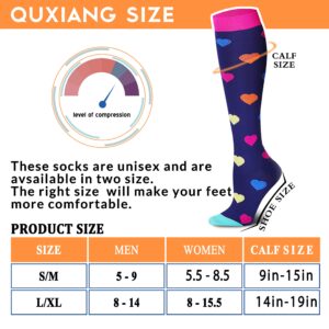 QUXIANG Compression Socks for Women & Men 15-20 mmHg, Best for Medical, Nursing, Running, Athletic, Varicose Veins, Travel