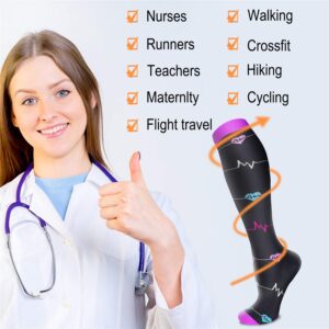 QUXIANG Compression Socks for Women & Men 15-20 mmHg, Best for Medical, Nursing, Running, Athletic, Varicose Veins, Travel