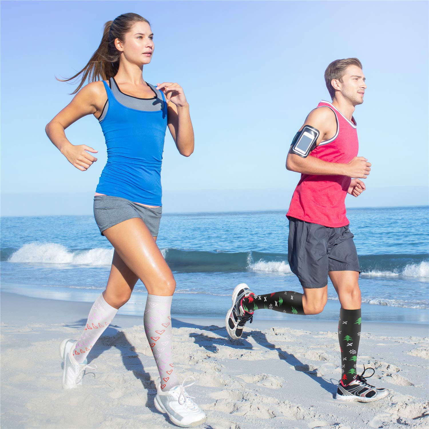 QUXIANG Compression Socks for Women & Men 15-20 mmHg, Best for Medical, Nursing, Running, Athletic, Varicose Veins, Travel