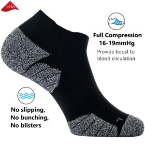 CWVLC Unisex Cushioned Compression Athletic Ankle Socks Multipack, 3-pairs Black, L (10.5-13 W US/ 9-11.5 M US)