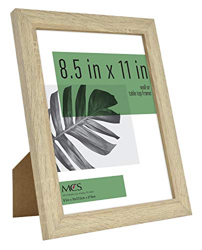 MCS Studio Gallery 8.5x11 Picture Frame Natural Woodgrain, Rectangle Photo Frame for Photos, Posters & Art Prints & Easel for Tapletop Display (2-Pack)