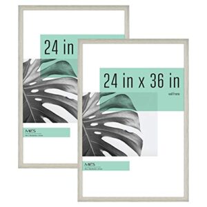 mcs studio gallery 24x36 poster frame gray woodgrain, vertical & horizontal wall hanging large picture frame for photos, posters & art prints (2-pack)