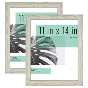 mcs studio gallery 11x14 picture frame gray woodgrain, rectangle photo frame for photos, posters & art prints (2-pack)