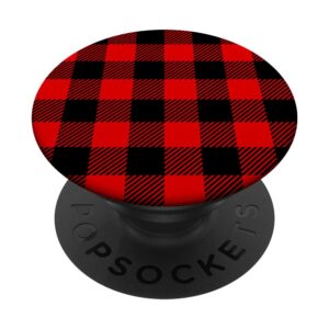 red black checkered gingham buffalo plaid popsockets standard popgrip