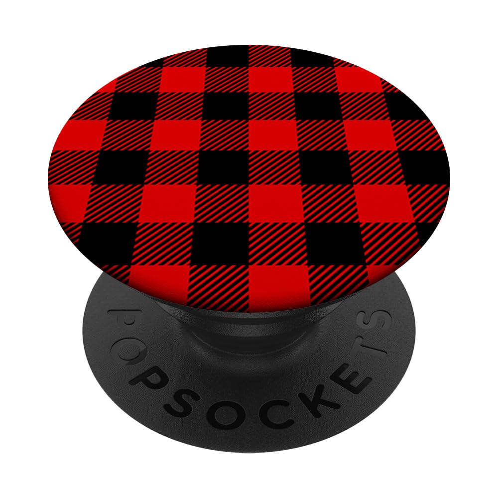 Red Black Checkered Gingham Buffalo Plaid PopSockets Standard PopGrip