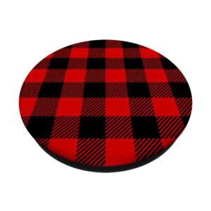 Red Black Checkered Gingham Buffalo Plaid PopSockets Standard PopGrip