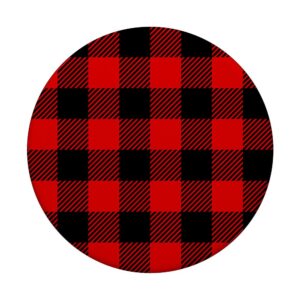 Red Black Checkered Gingham Buffalo Plaid PopSockets Standard PopGrip