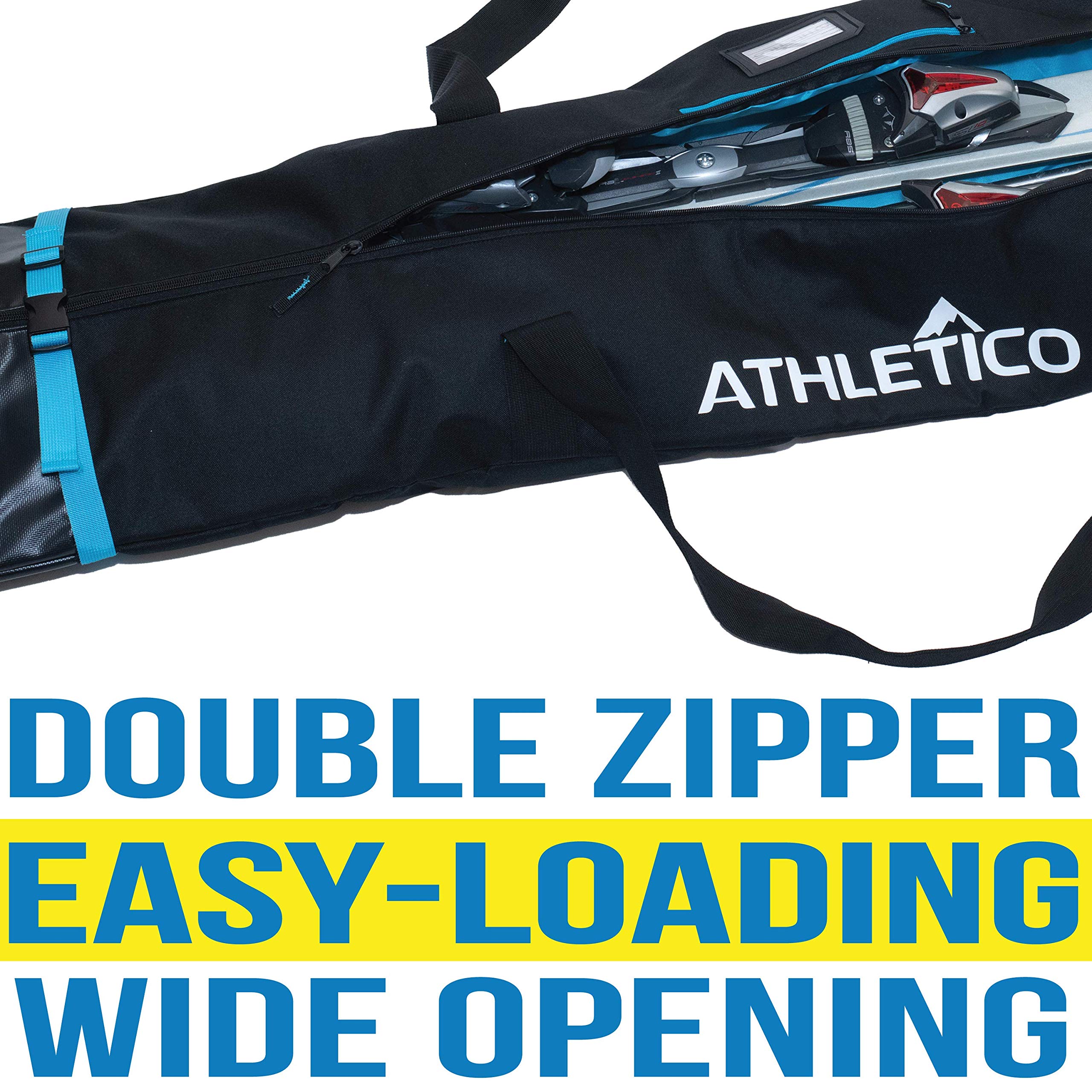 Athletico Dynamic Adjustable Length Ski Bag - Padded Ski Bag Adjusts from 170cm to 190cm